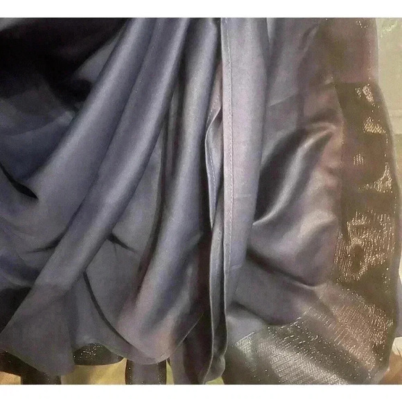 Mac Duggal Gown Dress 16 Embellished Beaded Cap Short Sleeve Navy A-Line Evening - Picture 9 of 12